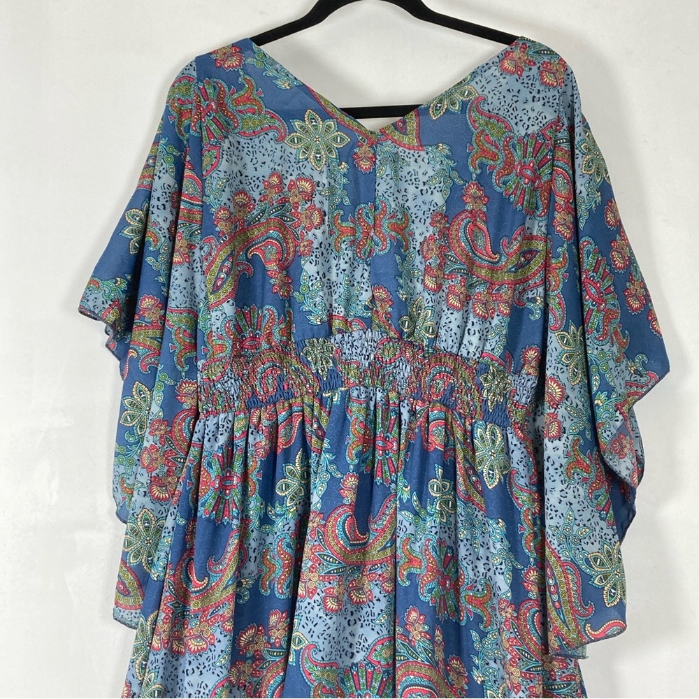 Anthropologie boemo Kimono Maxi Dress Womens Sz L Paisley Caftan - Picture 2 of 16